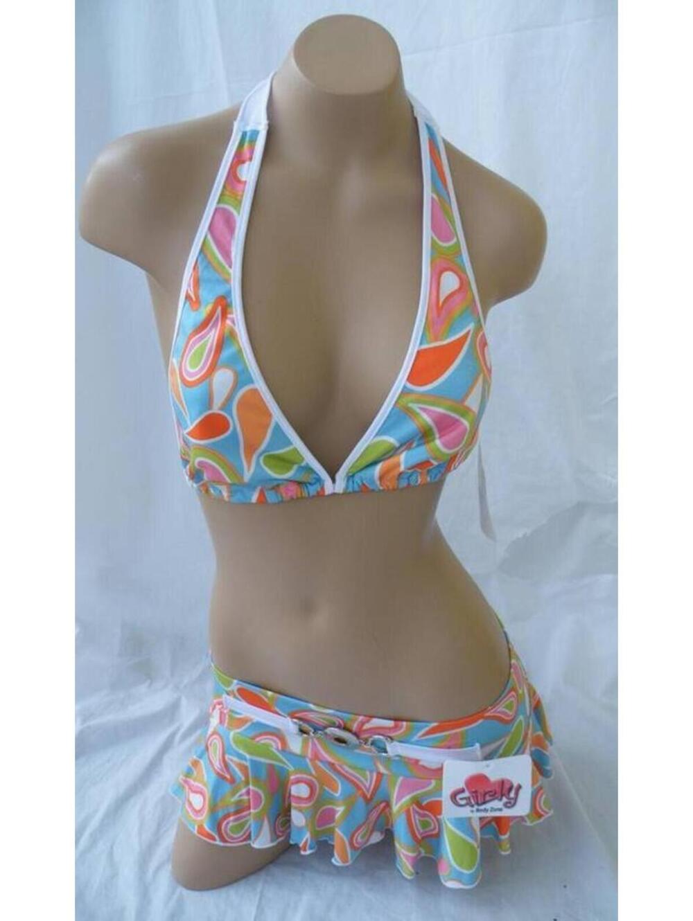 Vintage Bodyzone Two-Piece Belted Skirted Bikini Set NWT